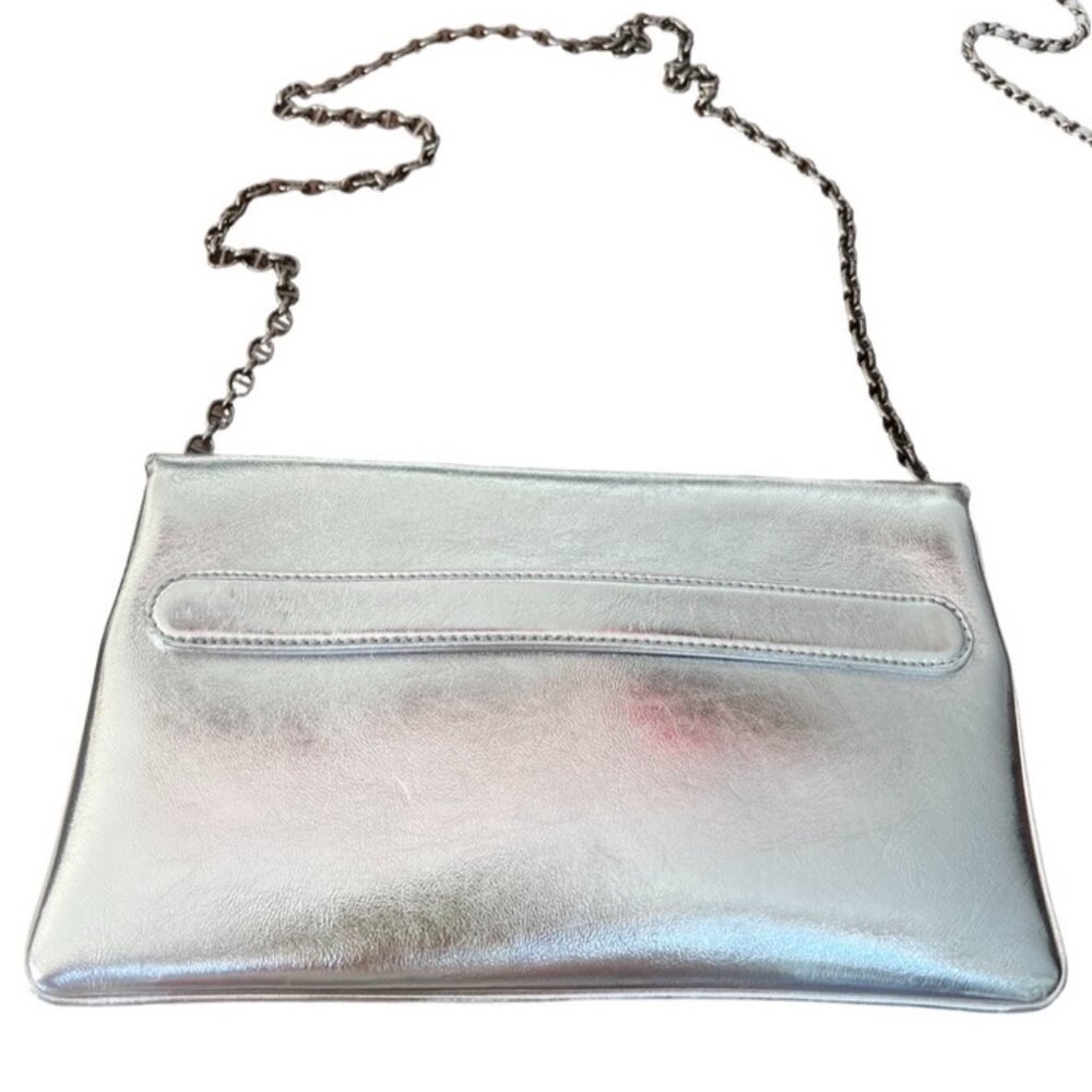 Christian Dior Silver Leather Clutch and Shoulder Bag Silvery - Picture 3 of 12